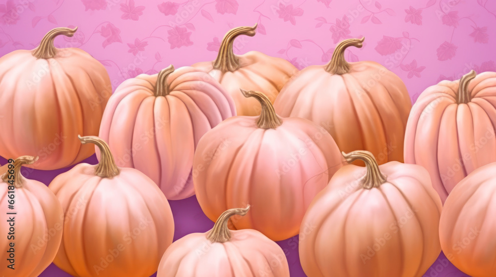 Illustration of a group of pumpkins in light pink tones Illustration of a group of pumpkins in light pink tones