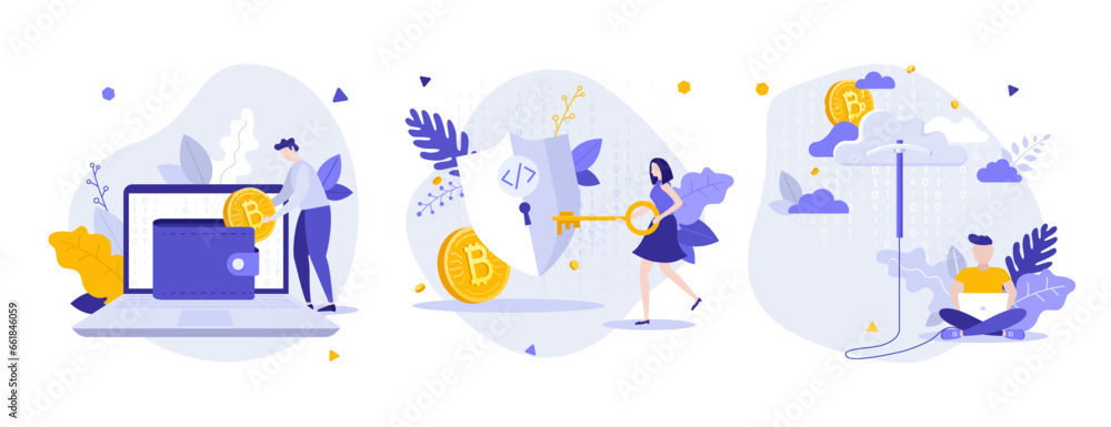 Set of Business Character Scenes. Vector Illustration