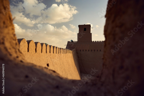 Sunset at the ancient fortress of Kunya Ark in Khiva photo