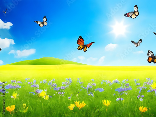 Summer field with butterflies © Tahidul Designer