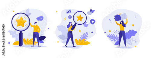 Set of Business Character Scenes. Vector Illustration