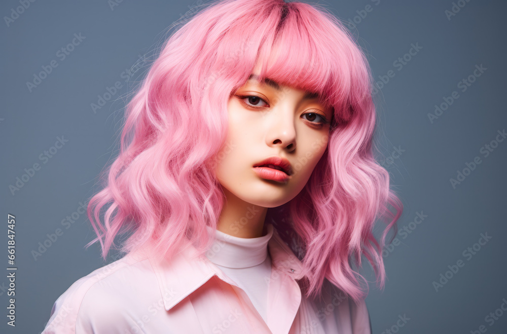 Portrait of a young Korean woman with a wig Portrait of a young Korean woman with a wig