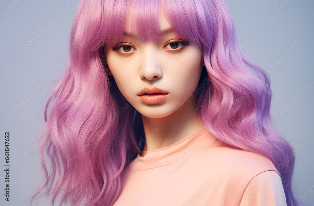 Portrait of a young Korean woman with a wig Portrait of a young Korean woman with a wig