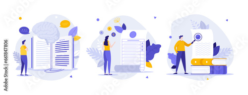Set of Business Character Scenes. Vector Illustration