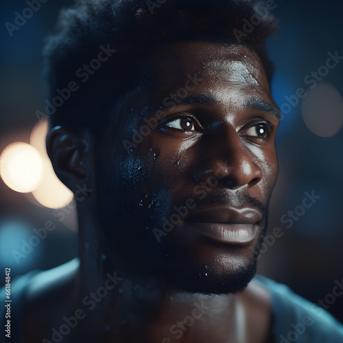 Portrait of a beautiful dark skinned man. Generated AI