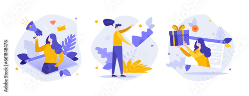 Set of Business Character Scenes. Vector Illustration