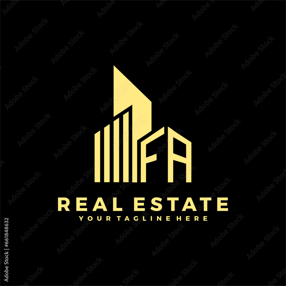 FA Initials Real Estate Logo Vector Art  Icons  and Graphics