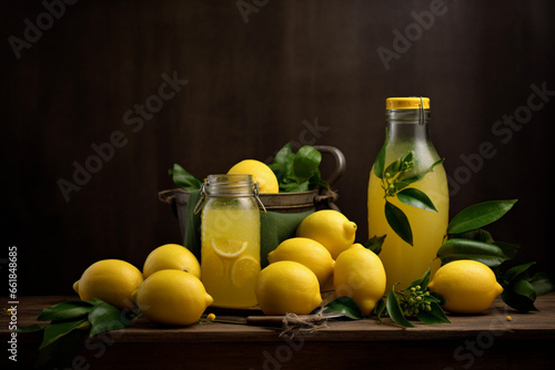 Capture the freshness of lemons and their delicious juice in a beautifully illuminated product photoshoot. Ai generated