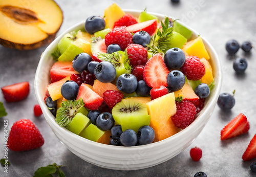 fruit salad with blueberries and strawberries, fruit salad with berries