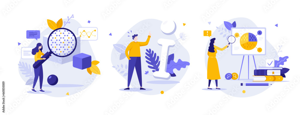 Fototapeta premium Set of Business Character Scenes. Vector Illustration