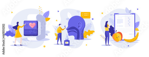 Set of Business Character Scenes. Vector Illustration