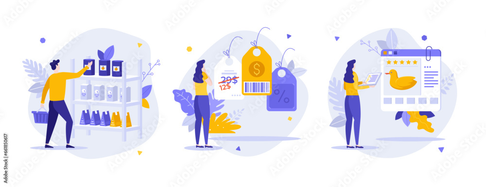 Set of Business Character Scenes. Vector Illustration