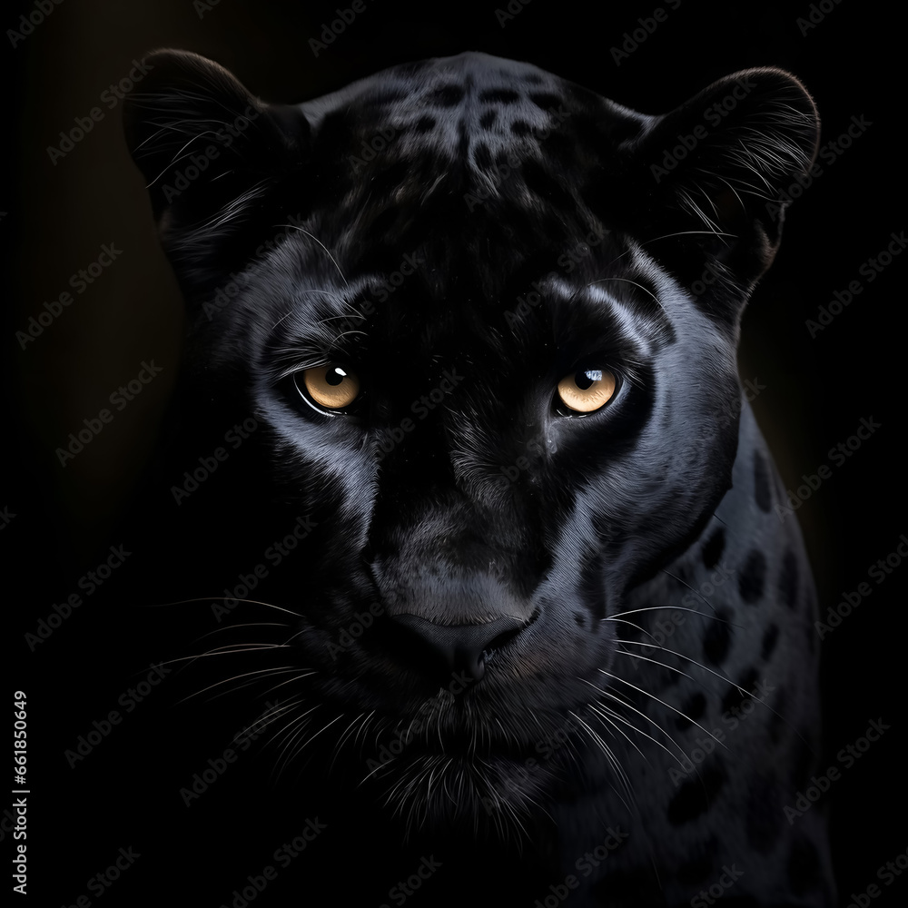 Black panther close-up. 