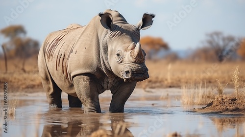 White rhinoceros in Kruger National Park, South Africa.