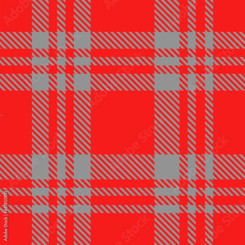 Seamless Red Grey Tartan Plaid Pattern. Check fabric texture for flannel skirt, shirt, blanket 