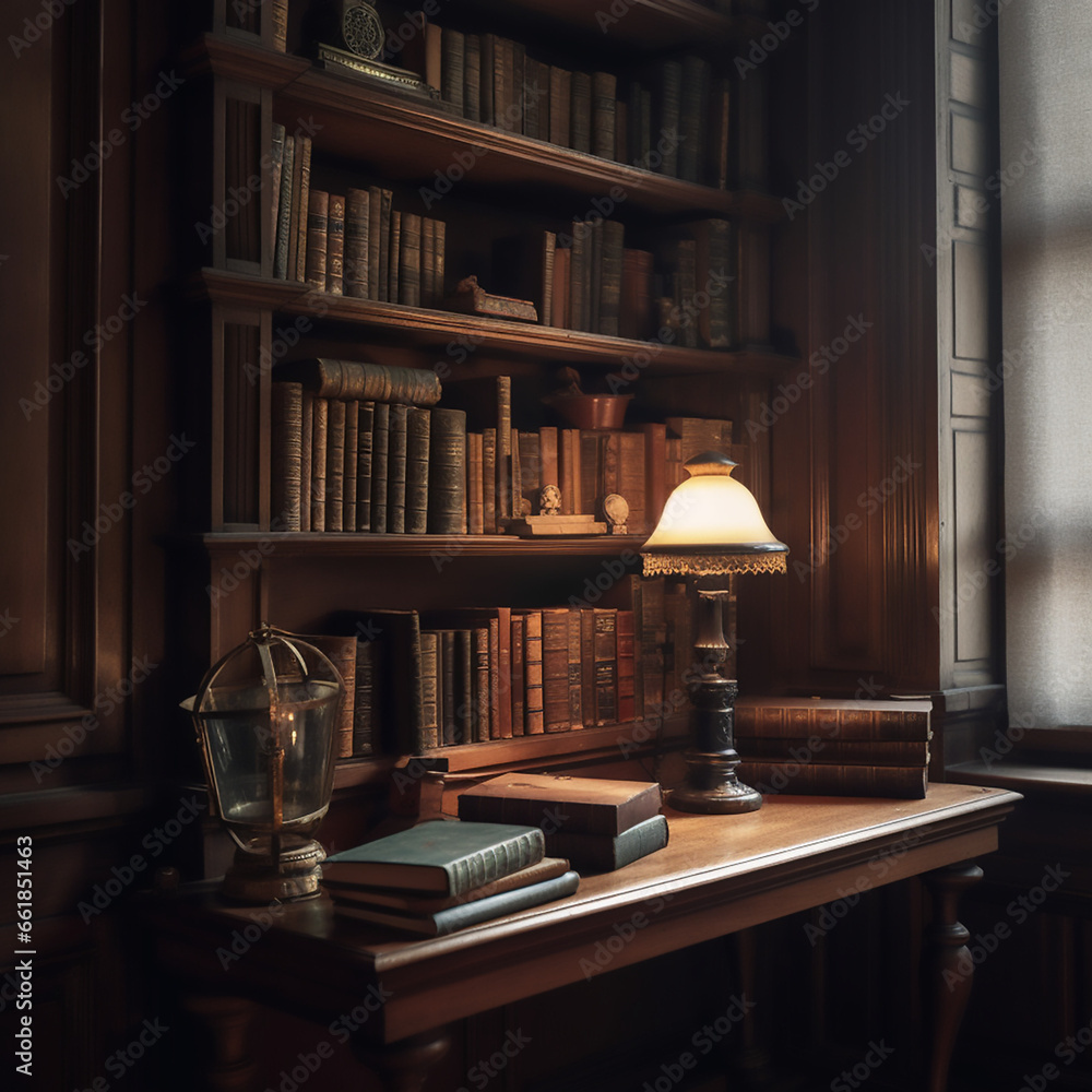 books in a library in the morning books in a library in the morning
