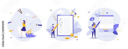 Set of Business Character Scenes. Vector Illustration