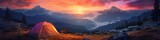 tent adventure sunrise in the mountains backpacking panorama