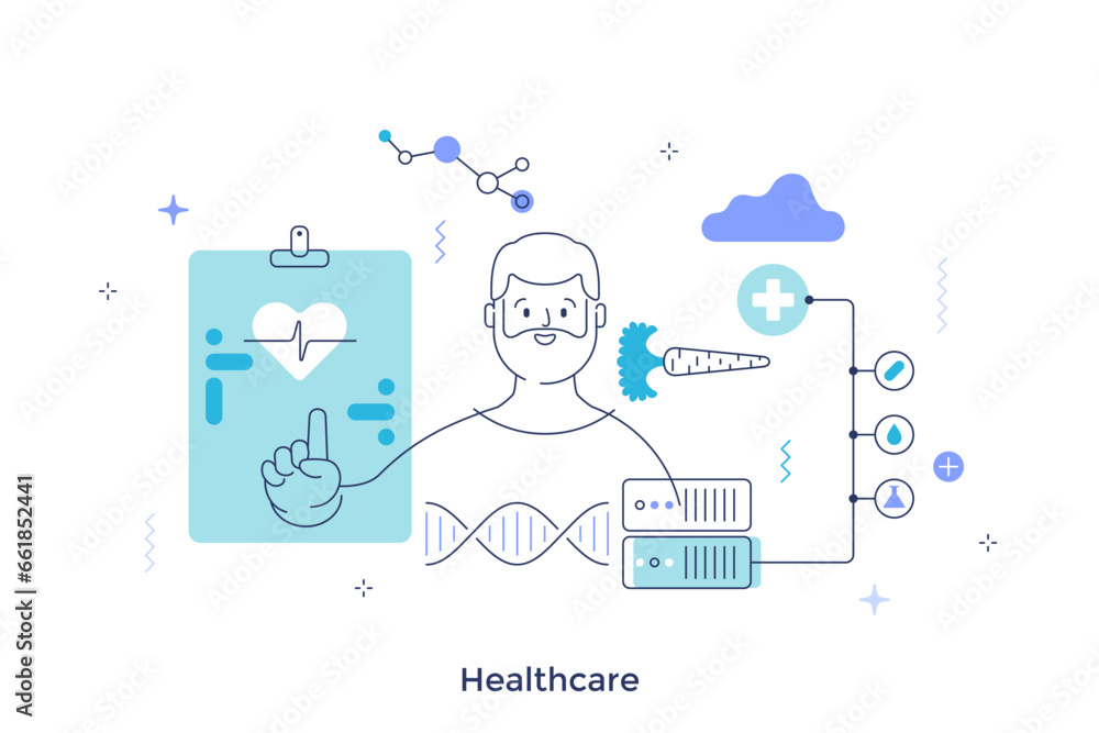 Thin line character scene. Vector Illustration Thin line character scene. Vector Illustration