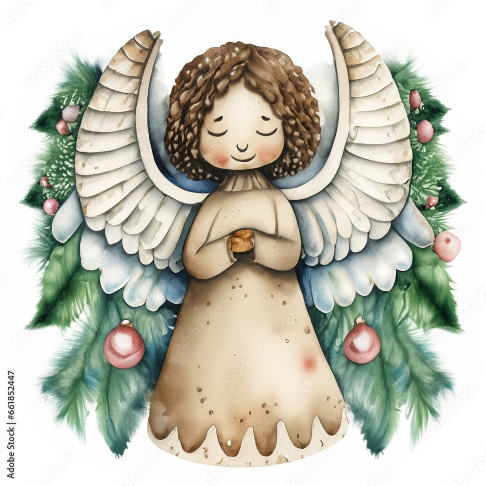 Aniołek świąteczny lustracja - obrazy, fototapety, plakaty 