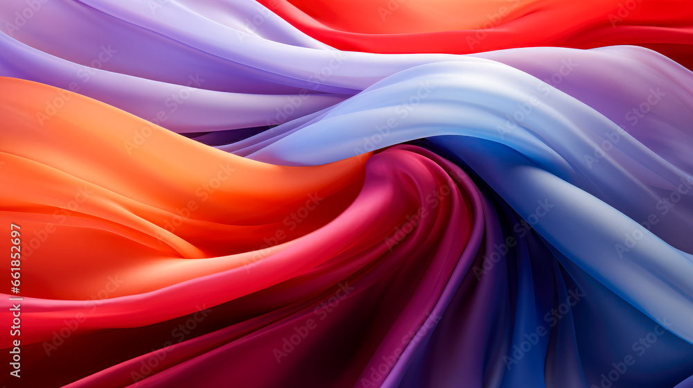 An abstract forms with waving colored fabric