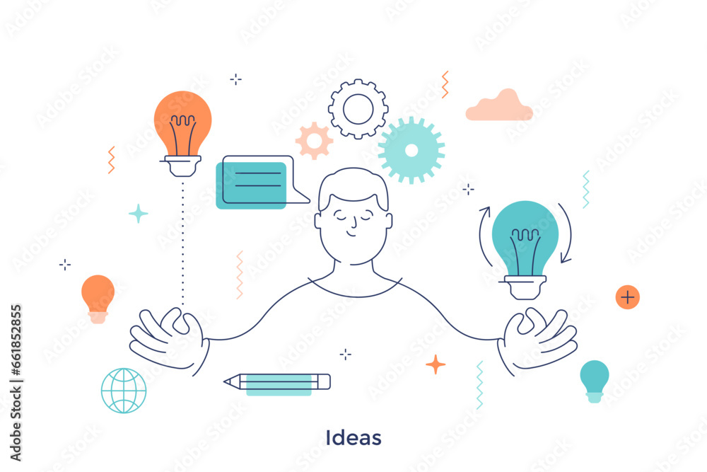 Thin line character scene. Vector Illustration Thin line character scene. Vector Illustration