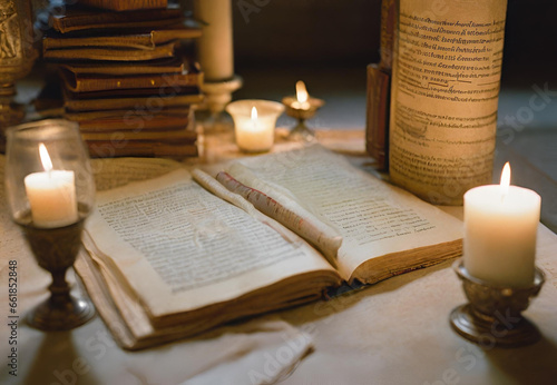 candle and book, candles on a table