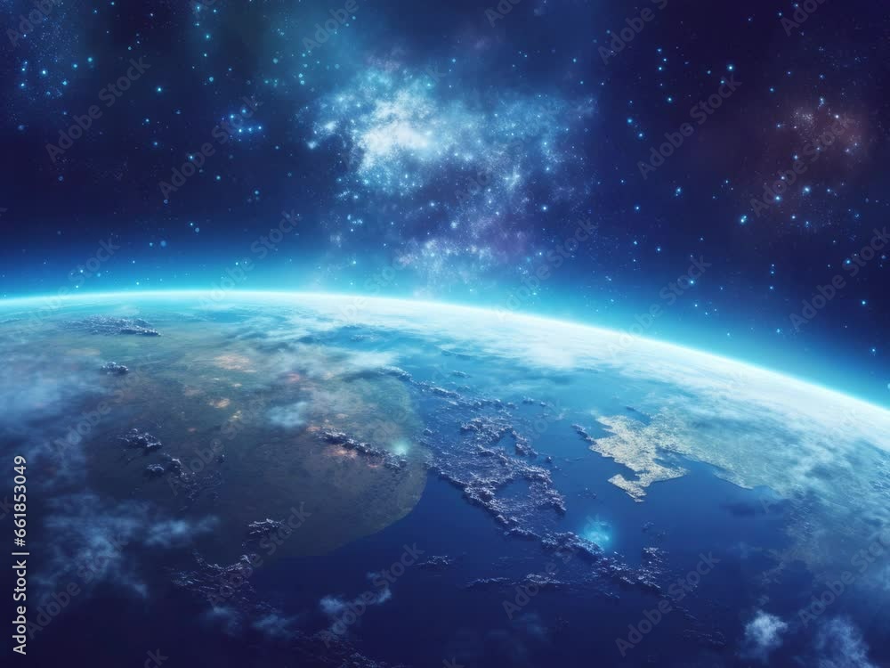 Animation Earth with stars in the background. Seamlessly loopable animation. Background for business and advertising. Animation Earth with stars in the background. Seamlessly loopable animation. Background for business and advertising.