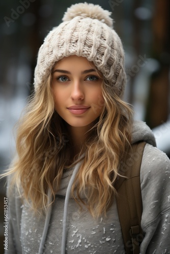 Beautiful young woman in winter clothes