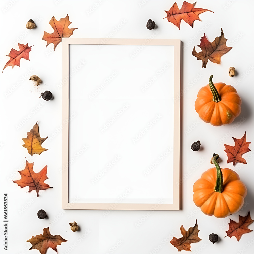 Fototapeta premium halloween frame with pumpkins
