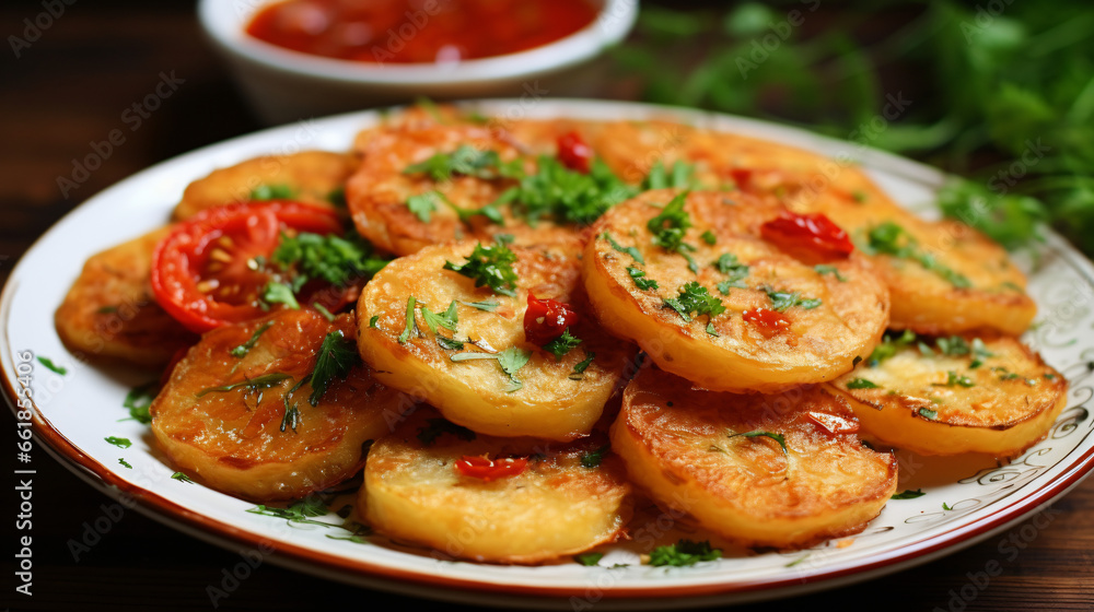 Fried potato tomatoes bowl