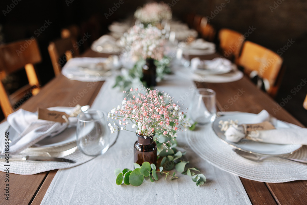Beautiful table decoration at barn wedding Beautiful table decoration at barn wedding
