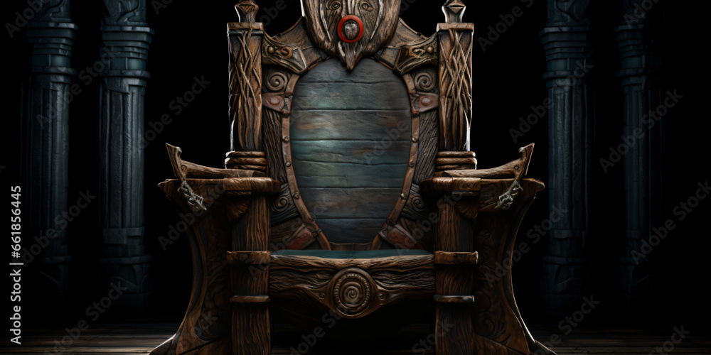 Throne old wood ancient front