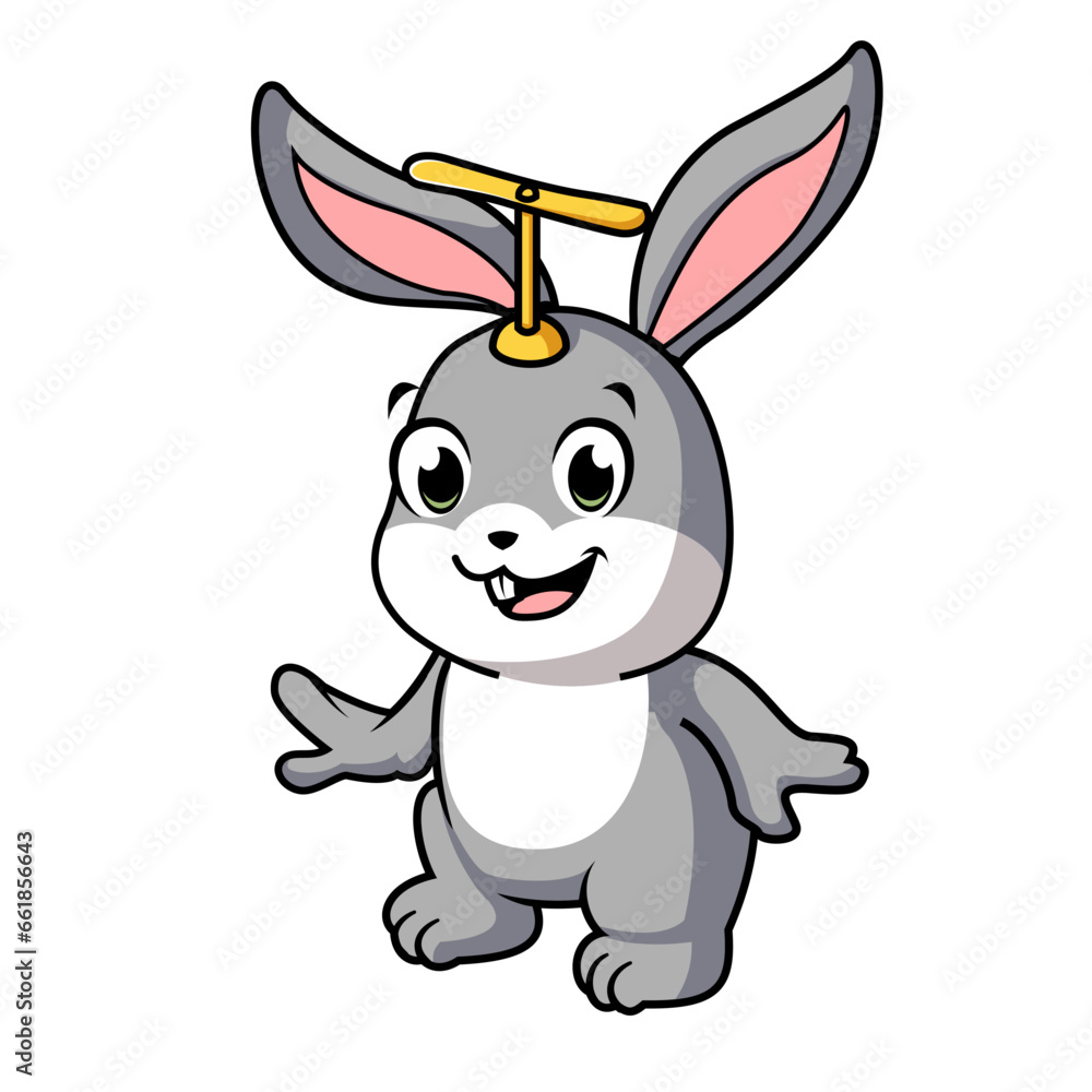 Cute little bunny isolated on white with propeller Cute little bunny isolated on white with propeller