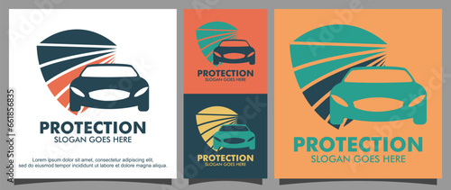 Car protection and security logo template
