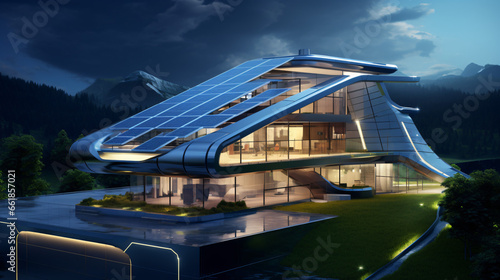 Futuristic house solar panel © Cedar