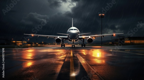 Airplane on the Airport during a storm