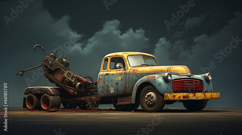 Tow truck and car photo