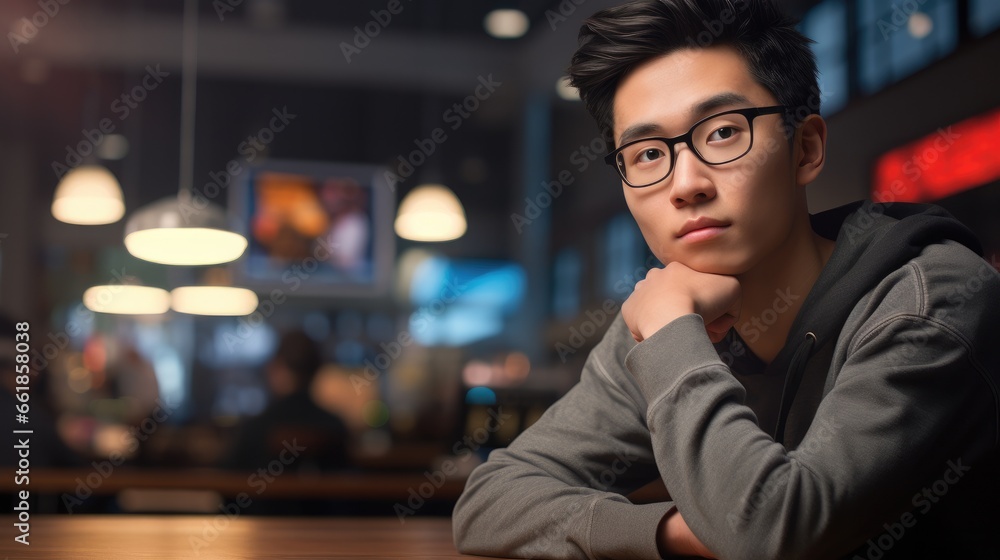 Fototapeta premium Asian man in cafe