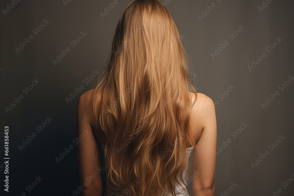 Woman with long chic red hair, view from the back Woman with long chic red hair, view from the back