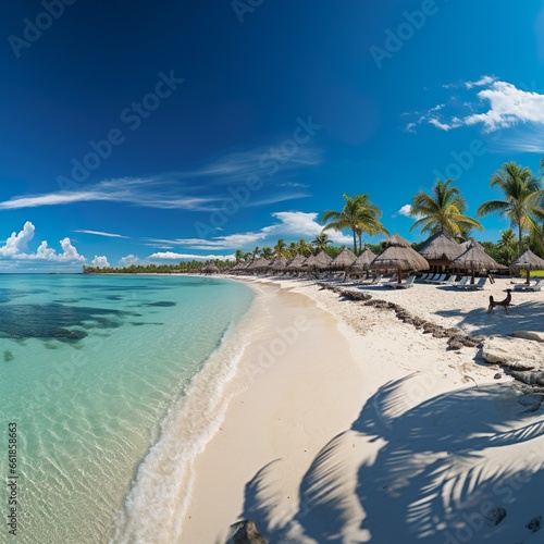 Panorama beautiful beach with white sand turquoise