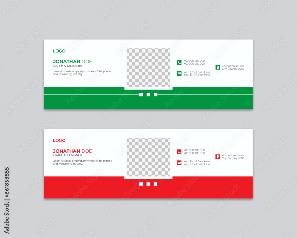 Corporate email signature banner vector template sign