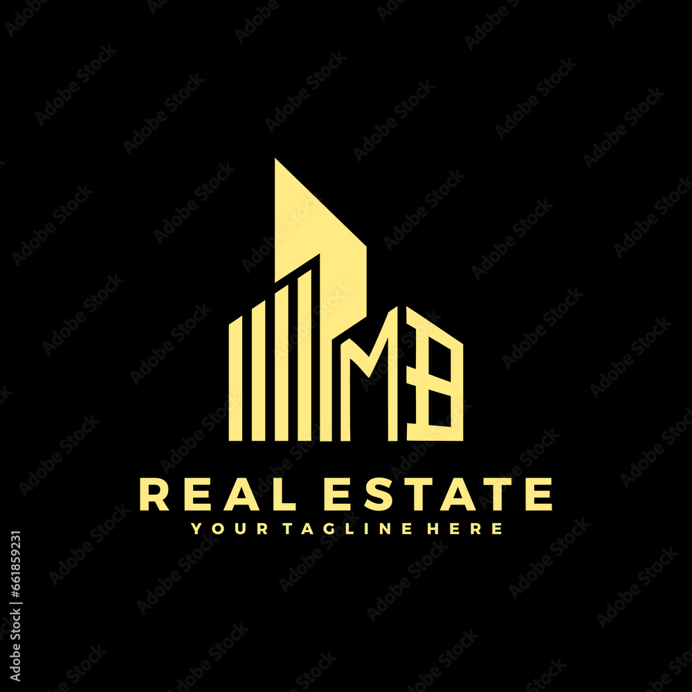 MB Initials Real Estate Logo Vector Art  Icons  and Graphics