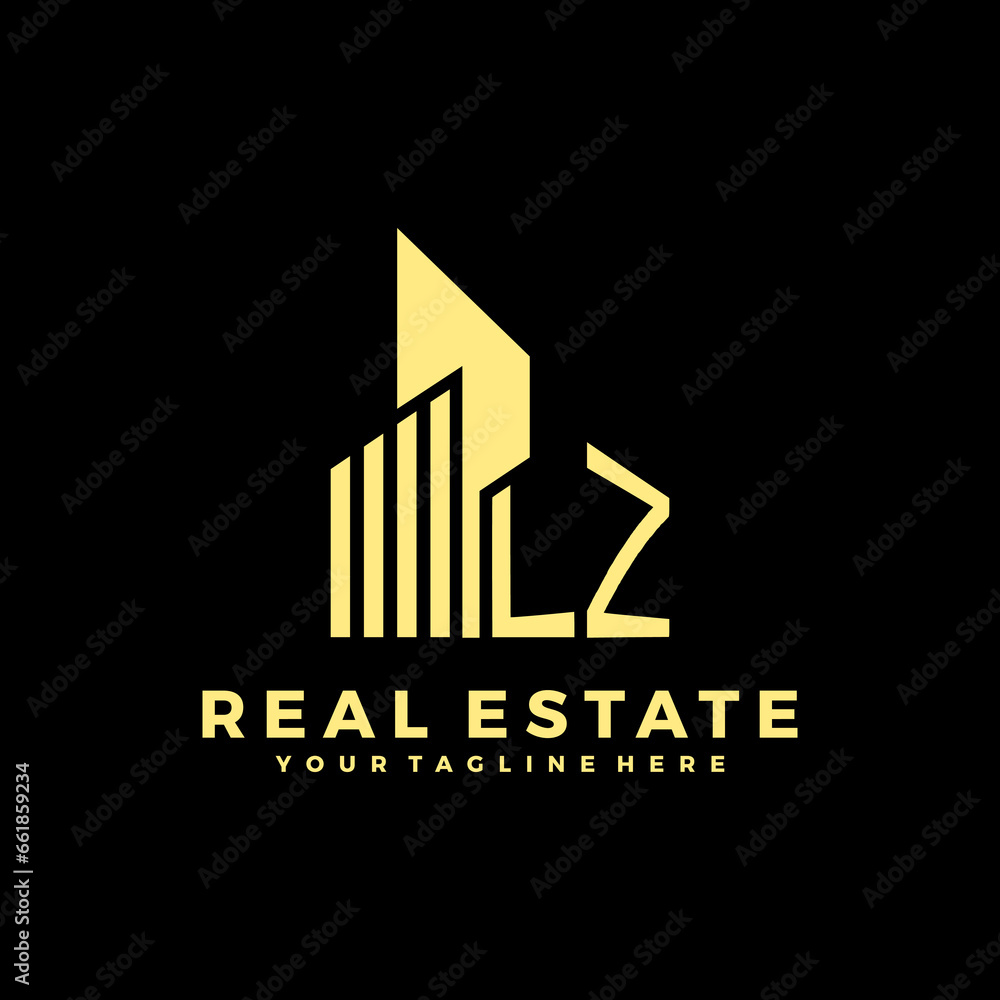 LZ Initials Real Estate Logo Vector Art  Icons  and Graphics