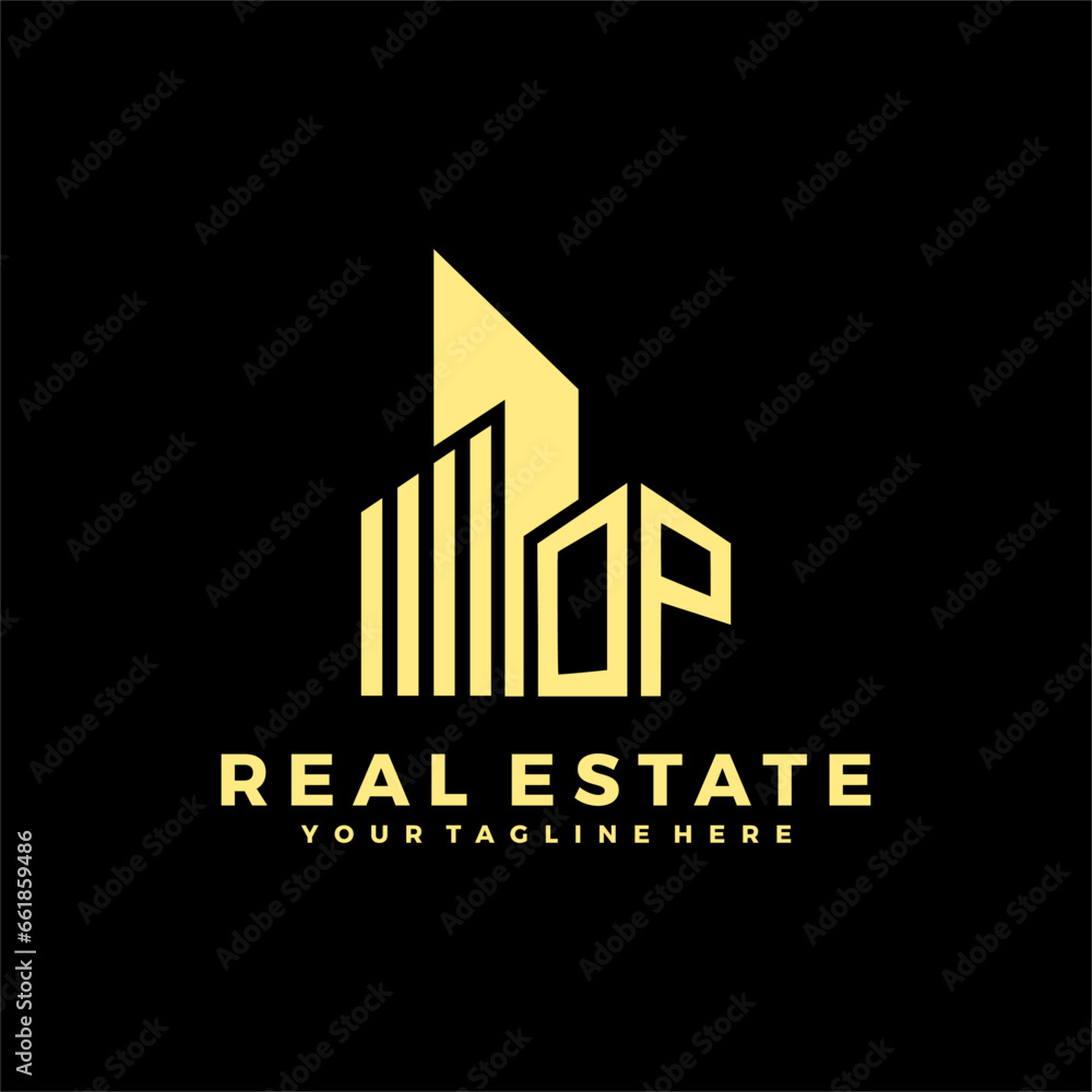 OP Initials Real Estate Logo Vector Art  Icons  and Graphics