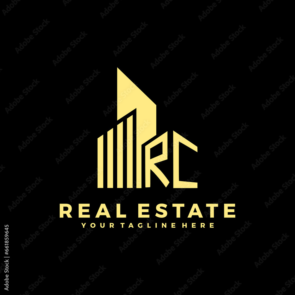 RC Initials Real Estate Logo Vector Art  Icons  and Graphics