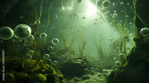 Green algae bubbles