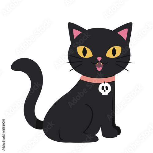 Black Halloween Cat Vector 