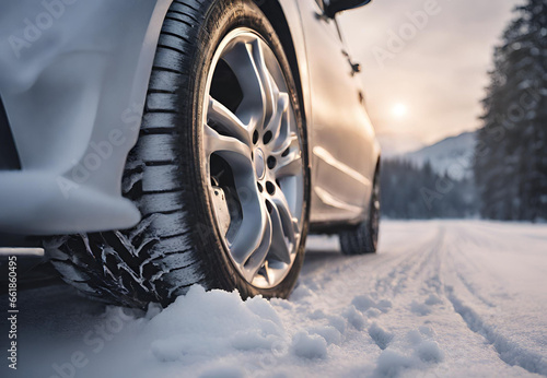 wheel of the car, car wheel on snow © nazir