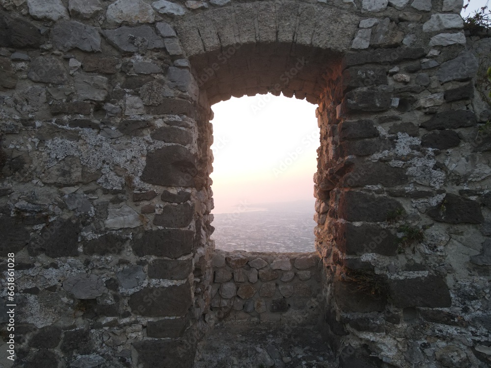A castle in south od Italy was a military structure in city of Lettere, in use from the 10th century. From here it is possible to see the entire wonderful Gulf of Naples